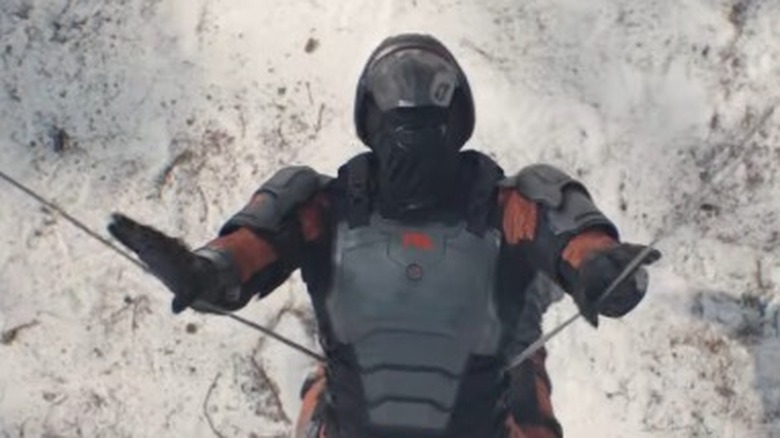 Side-by-side comparison of a stuntman getting thrown backwards in Deadpool & Wolverine before and after CGI