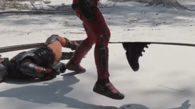 Side-by-side comparison of Deadpool fighting a TVA agent in Deadpool & Wolverine before and after CGI