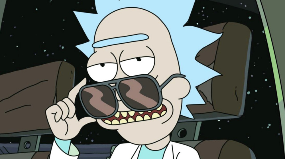 Rick Sanchez tipping sunglasses