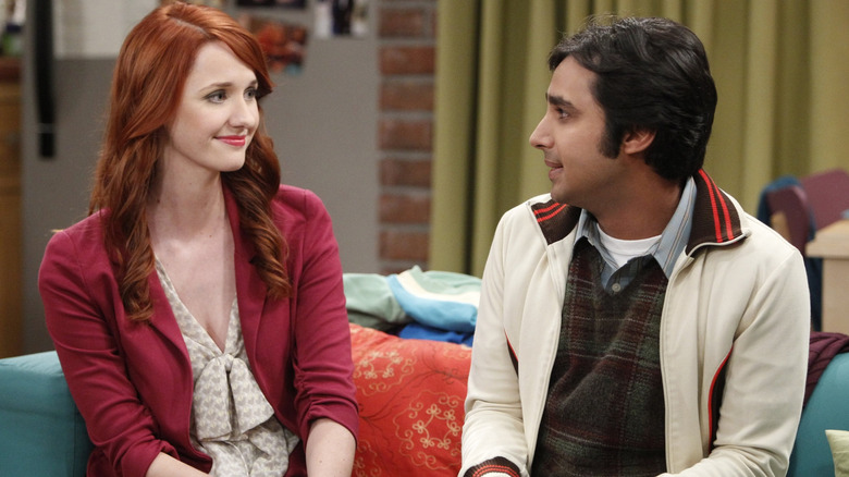 Emily and Raj sitting together in The Big Bang Theory