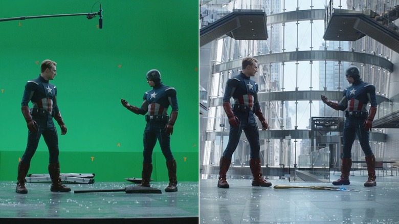Chris Evans fighting himself in Avengers: Endgame