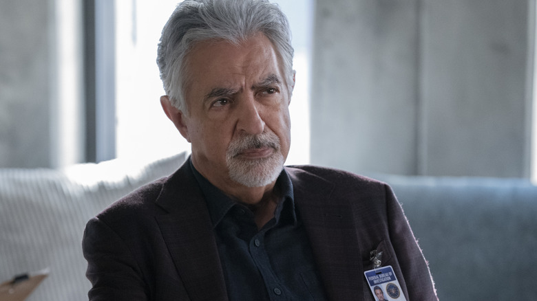 Joe Mantegna looking skeptical as David Rossi in Criminal Minds: Evolution