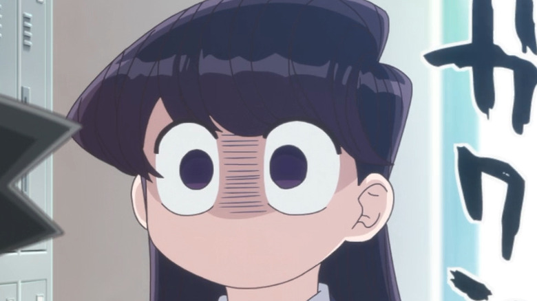 Komi making a shocked face