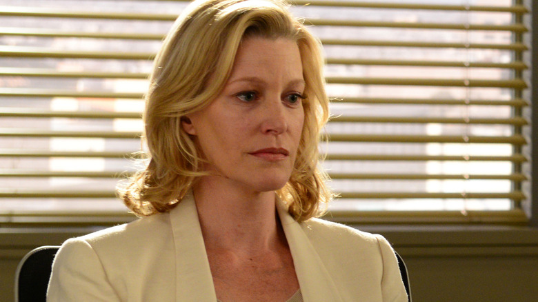 Skyler White looking serious in blazer