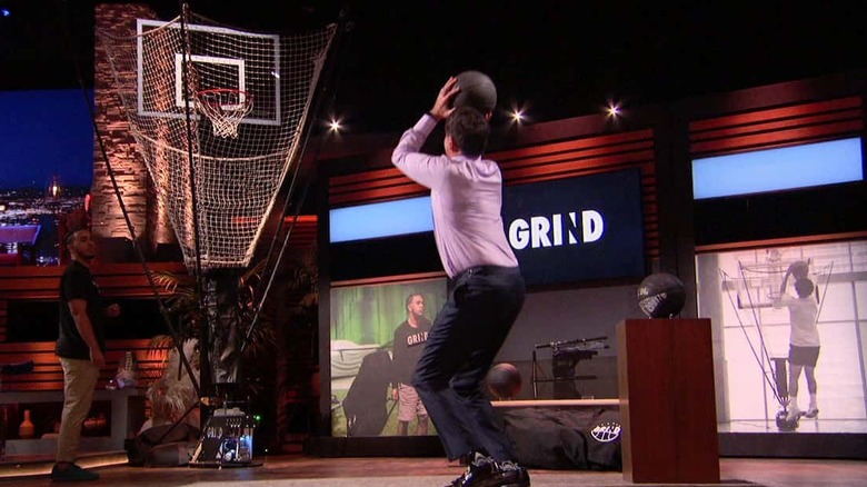 Person shooting basketball on Shark Tank