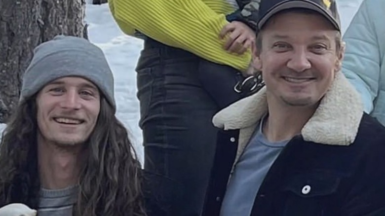 Jeremy Renner beside his nephew Alexander Fries smiling in the snow