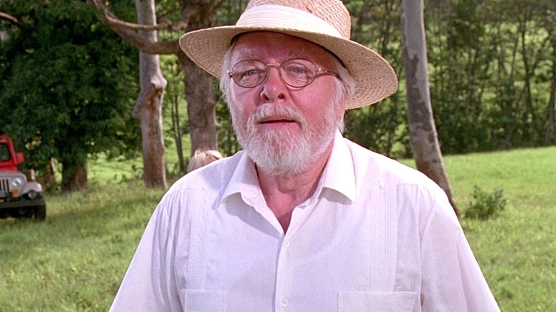 John Hammond standing outside in Jurassic Park