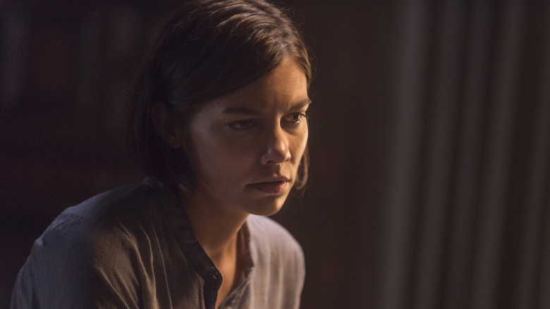 Maggie with a contemplative look on "The Walking Dead"