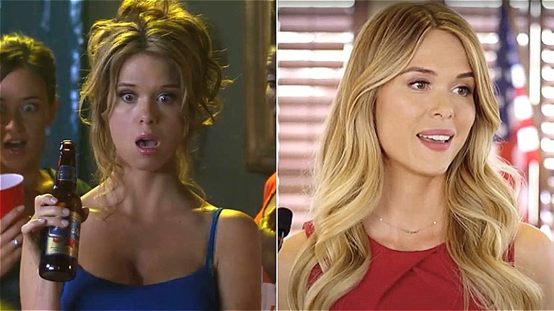 Kara next to Claire talking at a podium with a microphone in Sailing Into Love (2019)