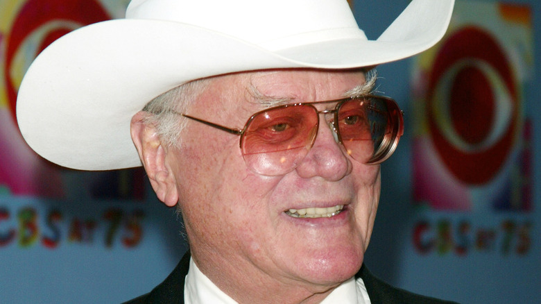 Larry Hagman wearing cowboy hat