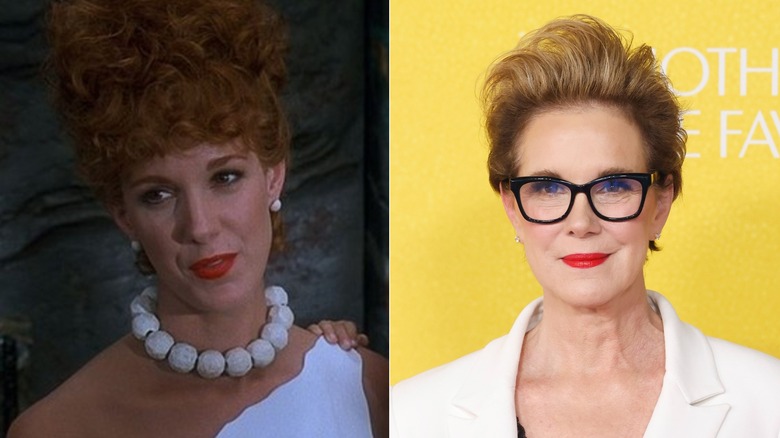 Elizabeth Perkins in The Flintstones (left) and in 2025 (right)