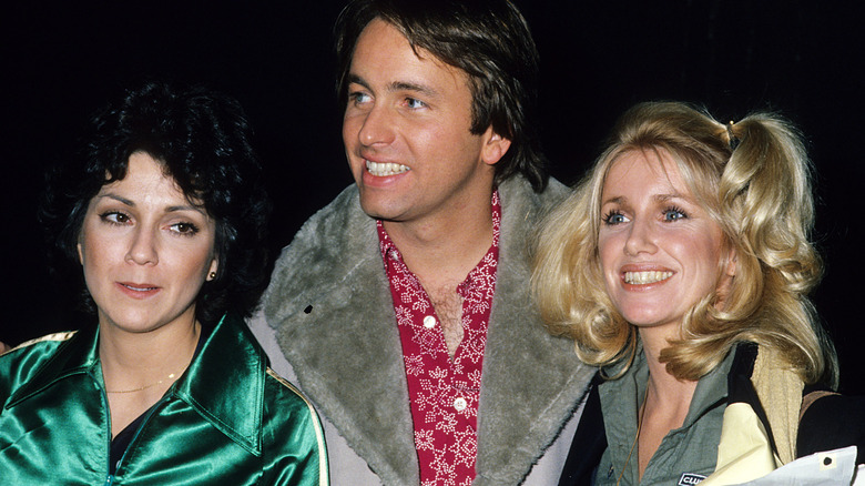 Joyce DeWitt, Suzanne Somers, and John Ritter smiling
