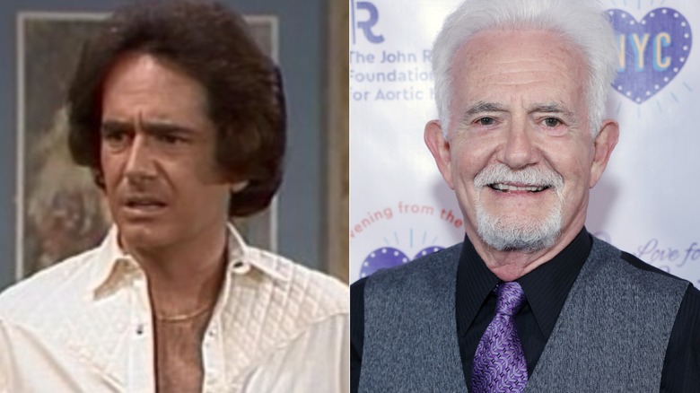 Richard Kline as Larry Dallas on Three's Company (left), and in 2022 (right)