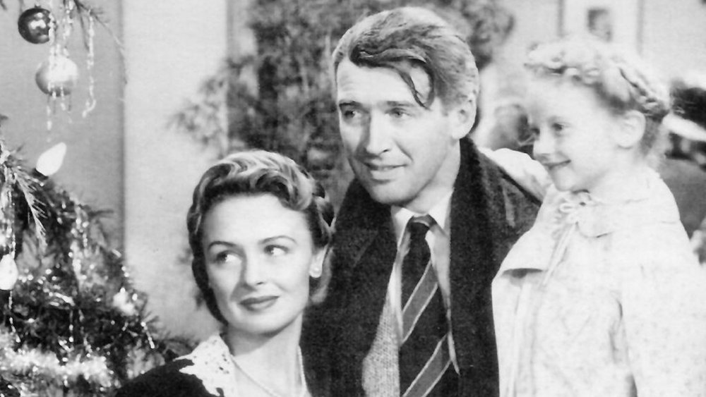 Donna Reed, James Stewart, and Karolyn Grimes in It's a Wonderful Life