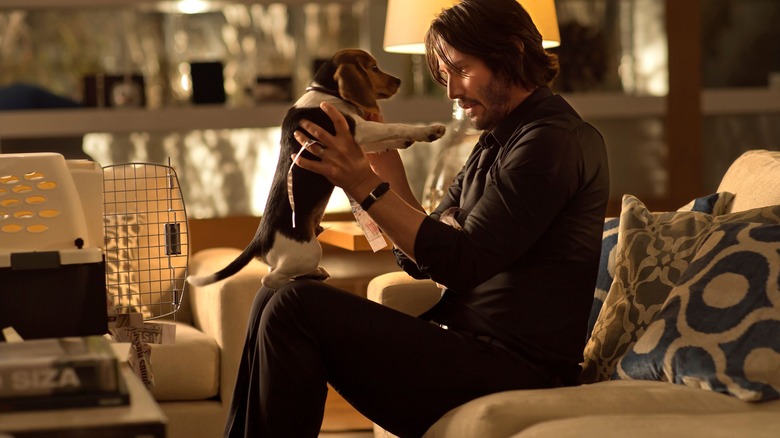 Keanu Reeves and a beagle puppy in John Wick