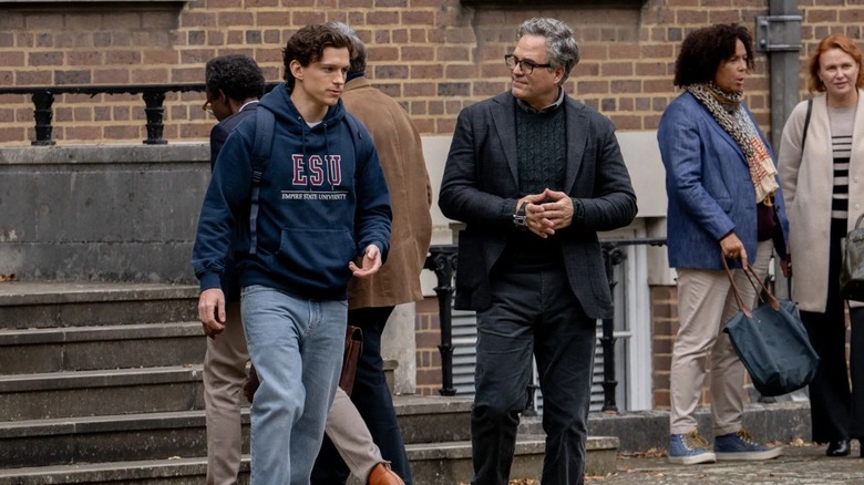 Peter Parker and Bruce Banner having a chat at ESU in Spider-Man: Brand New Day (2026)