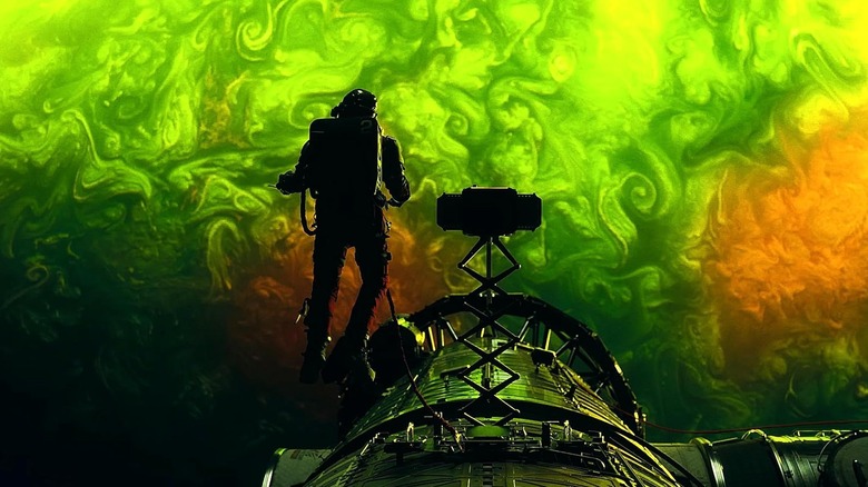 Grace floats in space above the planet Adrian in "Project Hail Mary" (2026)