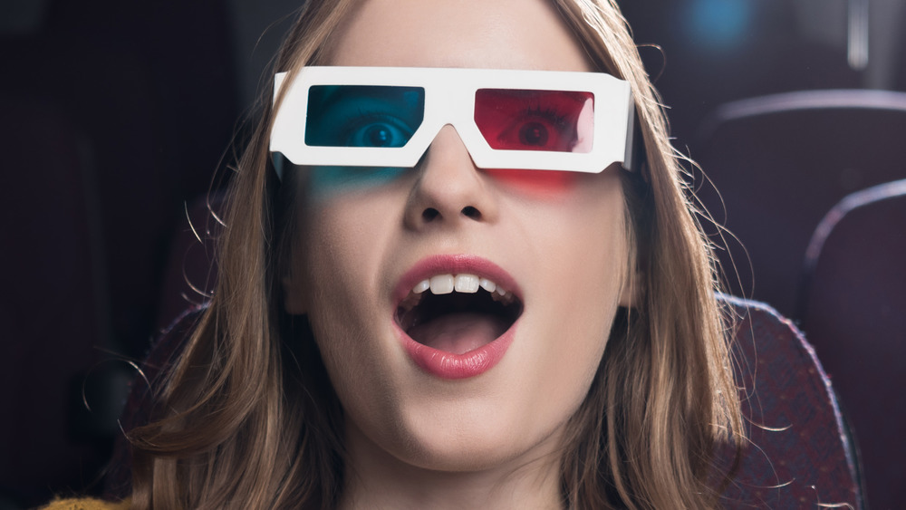 Woman wearing 3D glasses