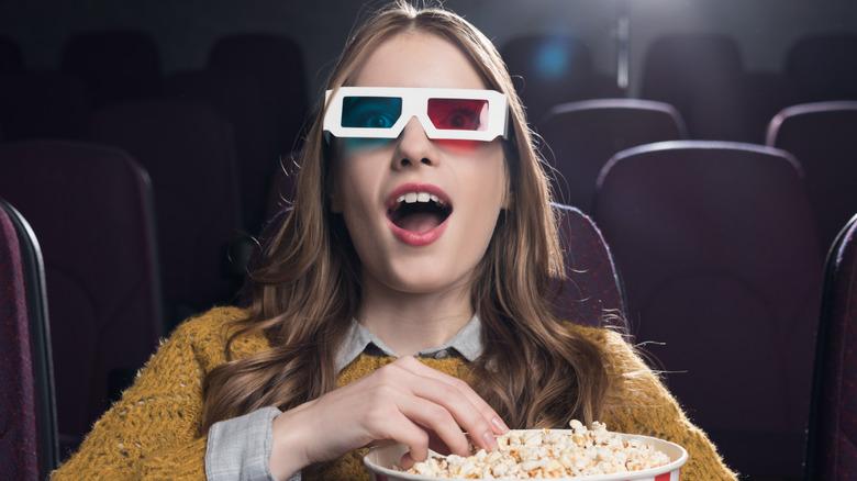 Woman wearing 3D glasses