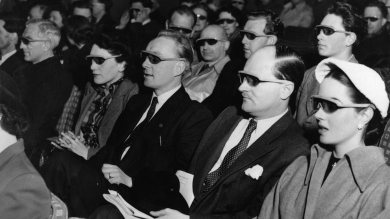 Crowd watching 3D movie