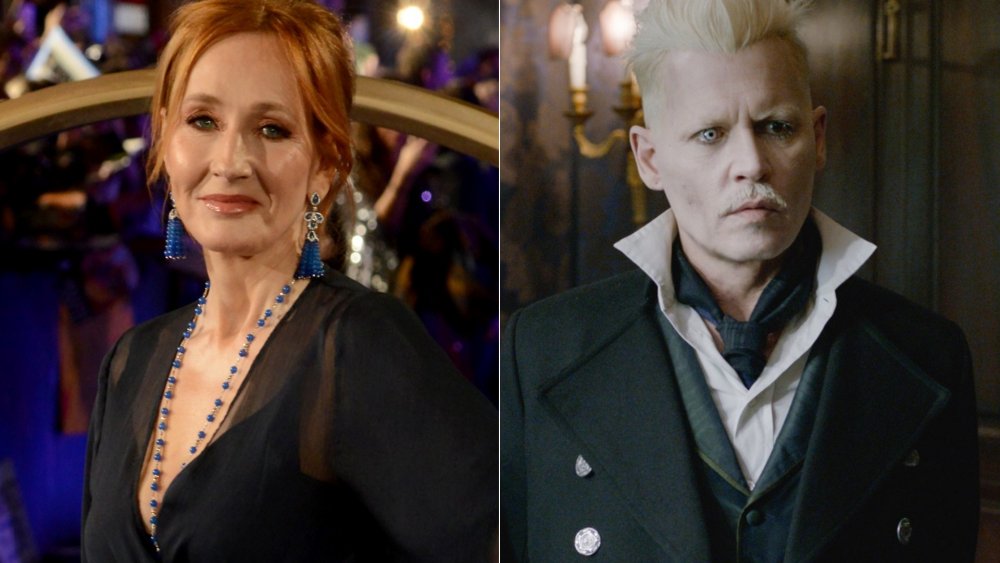 J.K. Rowling and Johnny Depp as Grindelwald in Fantastic Beasts