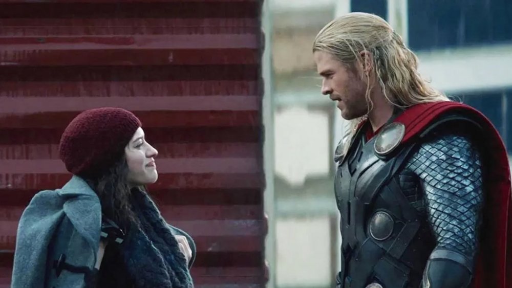 Kat Dennings and Chris Hemsworth in Thor