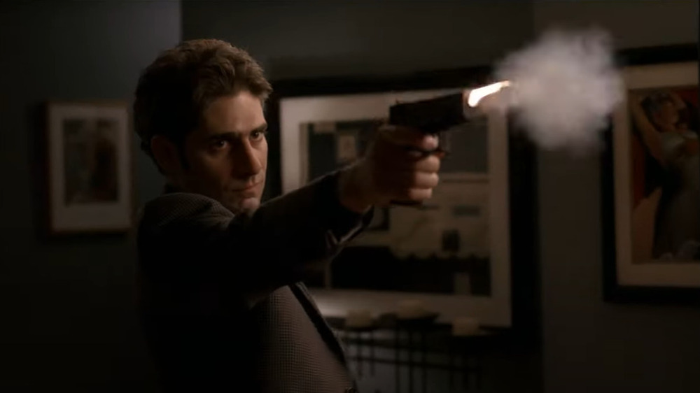 Christopher Moltisanti shooting a gun on The Sopranos