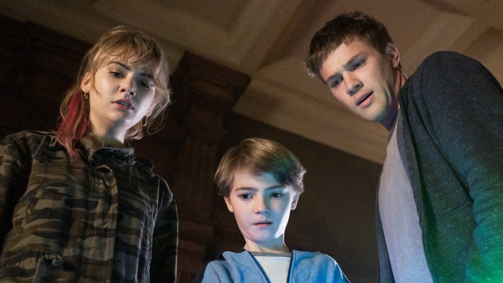 Connor Jessup as Tyler, Emilia Jones as Kinsey and Jackson Robert Scott as Bode on Locke & Key