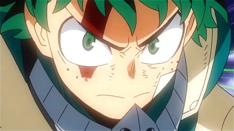 Deku looking angry 