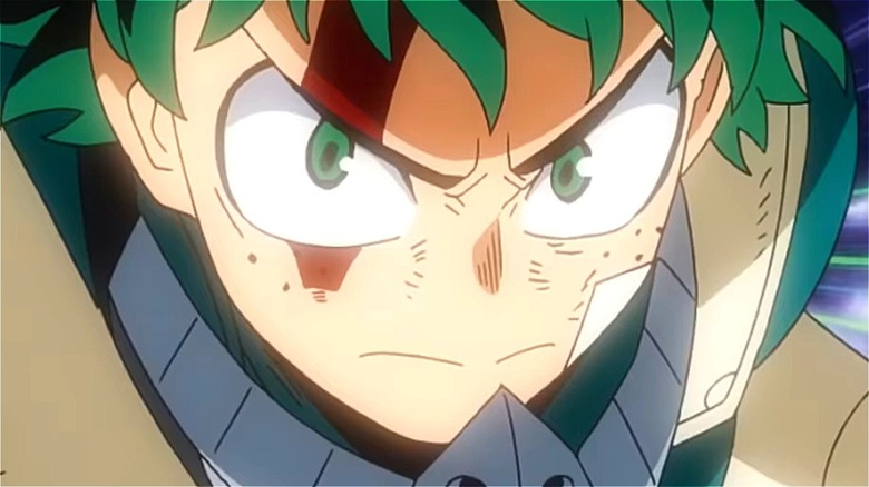 Deku looking angry 