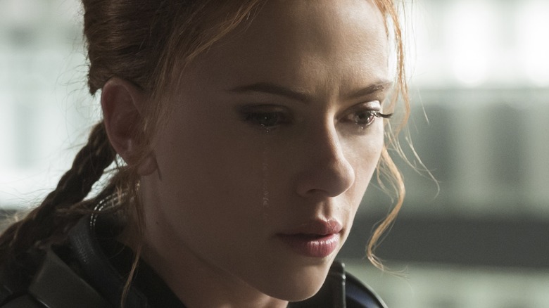 Scarlett Johansson as Natasha Romanoff crying