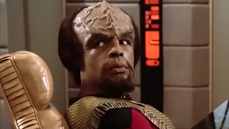 Worf wearing Starfleet uniform