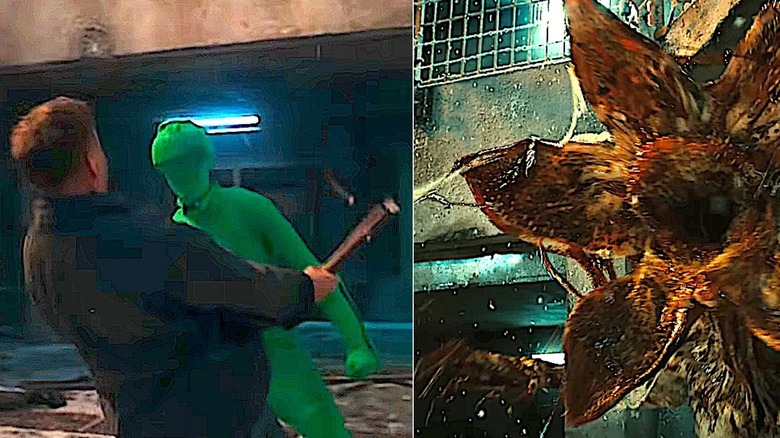 Green suit in demogorgon fight on "Stranger Things"