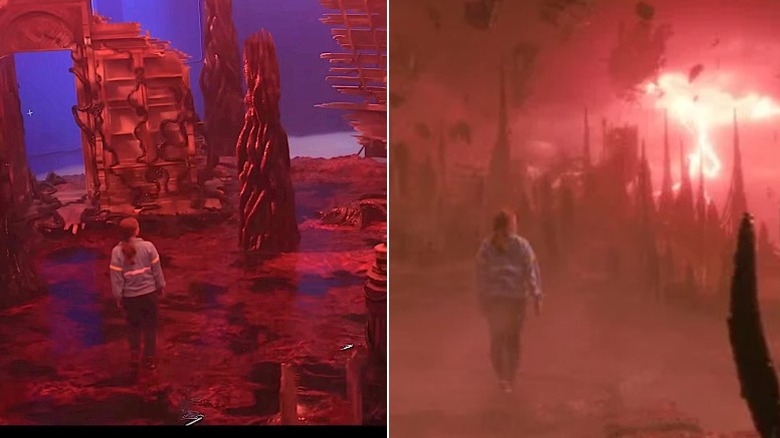 Sadie Sink on set vs. Max exploring the Mind Lair in "Stranger Things"