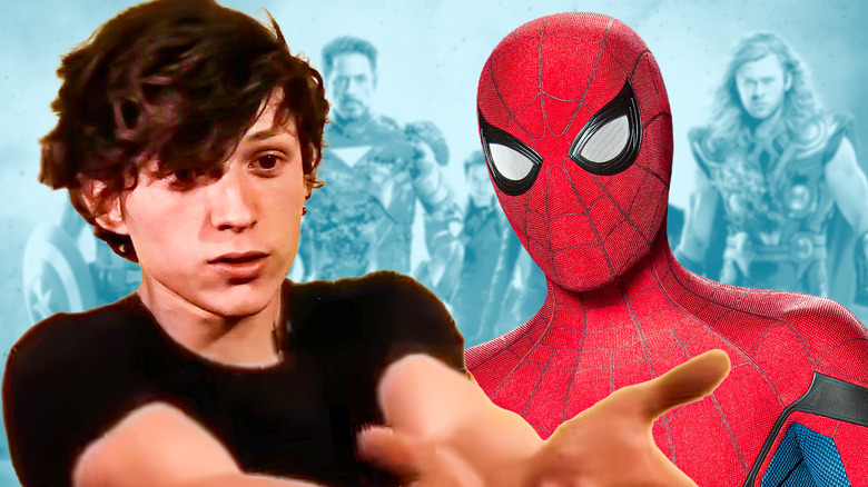 Young Tom Holland alongside Spider-Man