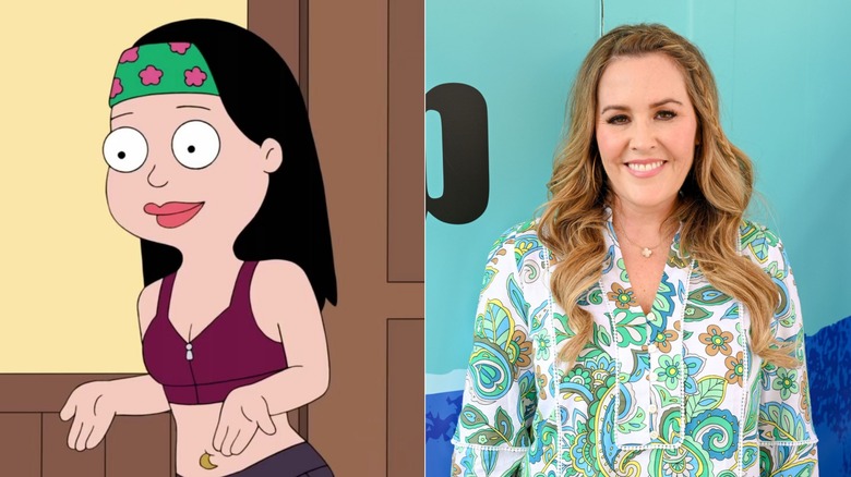 Left: Hayley Smith in "American Dad!"; Right: Rachael MacFarlane posing for a photo