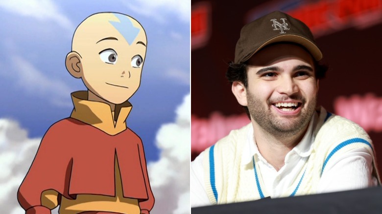 Aang from Avatar smiling, and Zach Tyler Eisen grinning in a brown hat