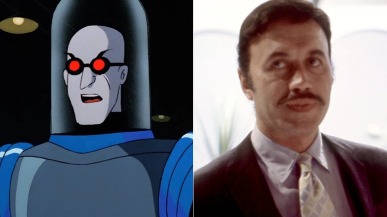 Mr. Freeze speaking on Batman: The Animated Series next to Michael Ansara looking up