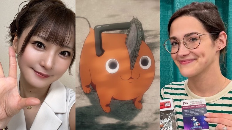 Shiori smiling, Pochita, and Lindsay Seidel smiling