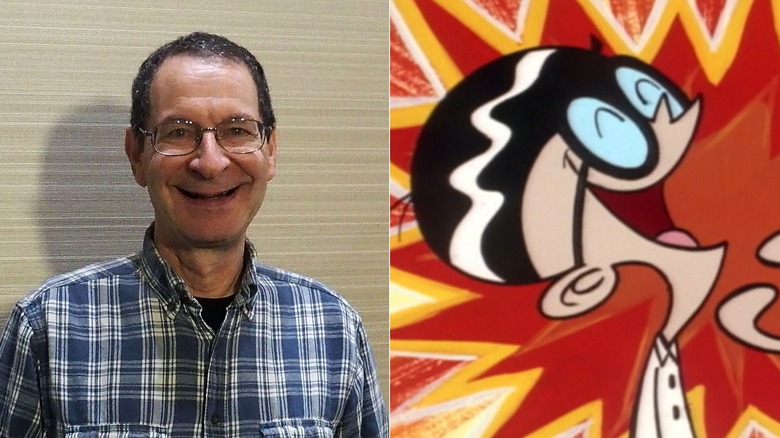 Eddie Deezen smiling; Mandark laughing maniacally