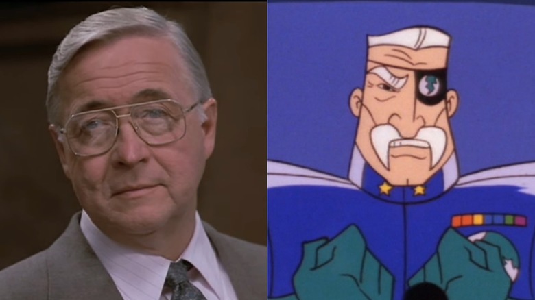 Robert Ridgely staring in Philadelphia; Commander clenching fists