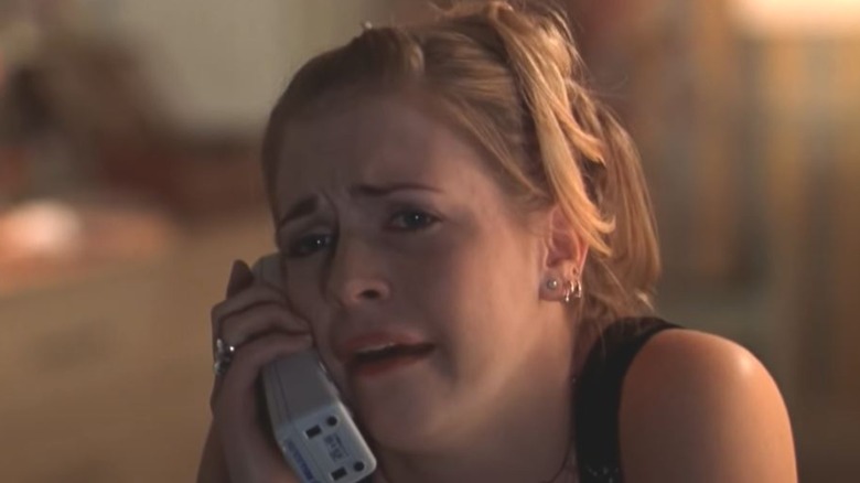 Melissa Joan Hart cries on phone