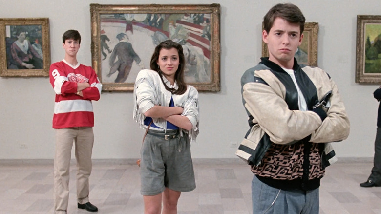 Ferris, Cameron, and Sloane stand in museum