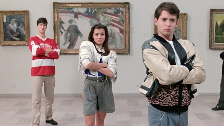 Ferris, Cameron, and Sloane stand in museum