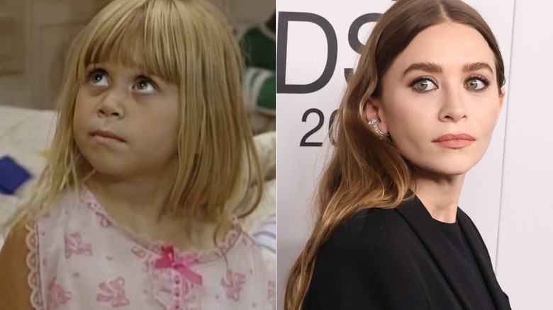 Michelle looks up in "Full House" and Ashley Olsen in 2021