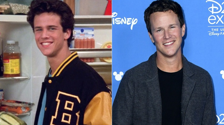 Steve in front of an open fridge on "Full House" and Scott Weinger in 2019