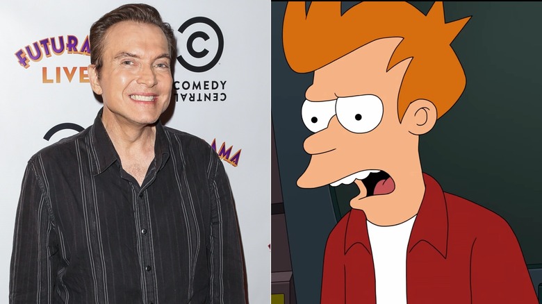 Billy West smiling next to Fry talking