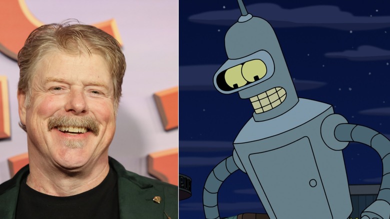 John DiMaggio smiling next to Bender looking down
