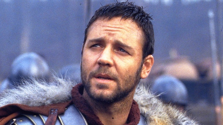 Russell Crowe squints in Gladiator