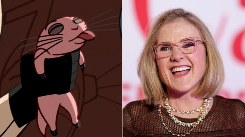 Rufus sticks tongue out, Cartwright smiles